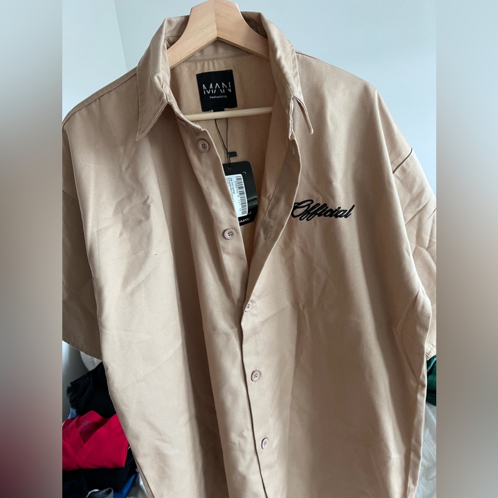 MENS BoohooMAN Medium beige dress shirt